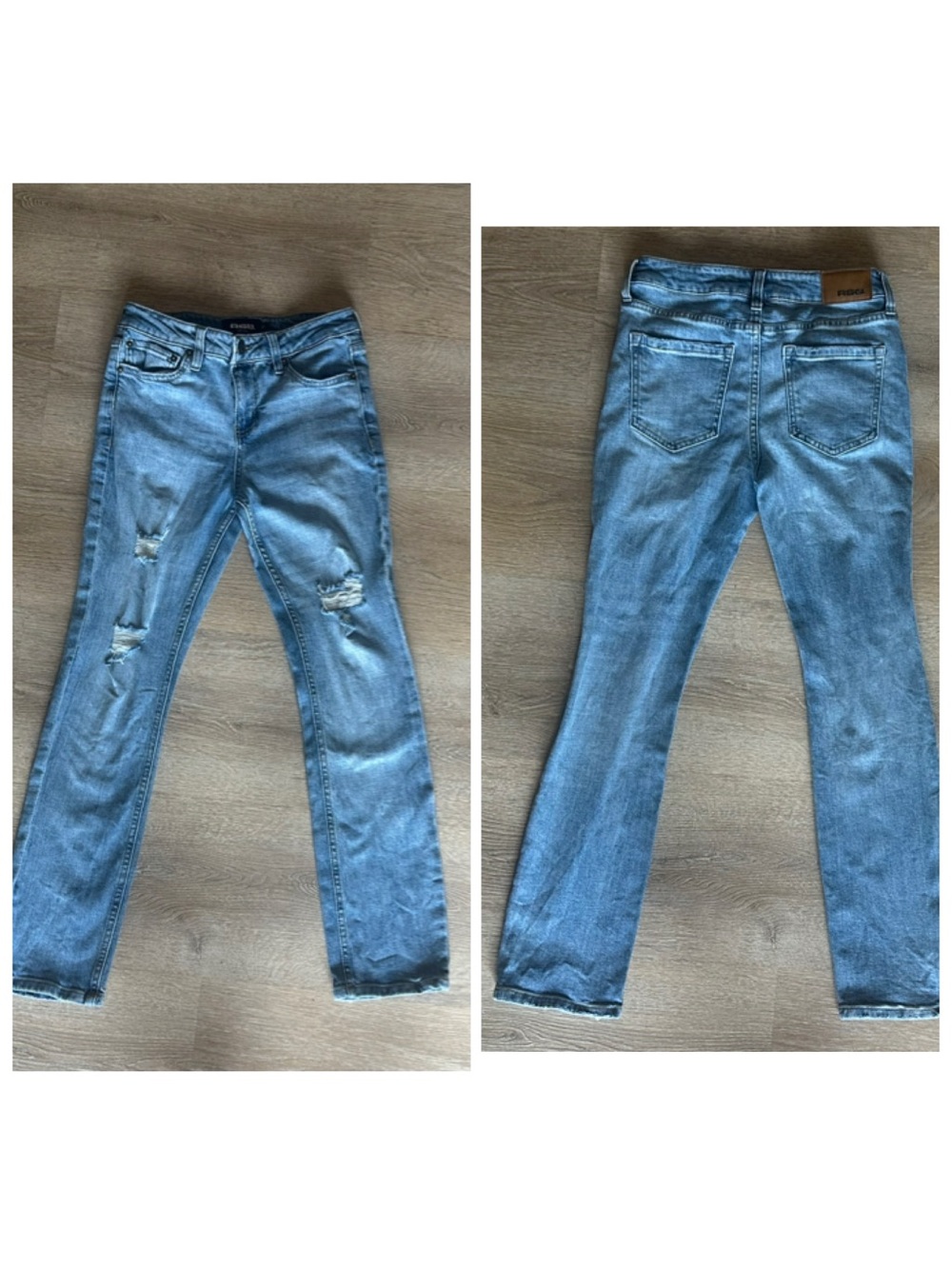 RSQ Light Blue Boot Cut Jeans with Knee Distressing